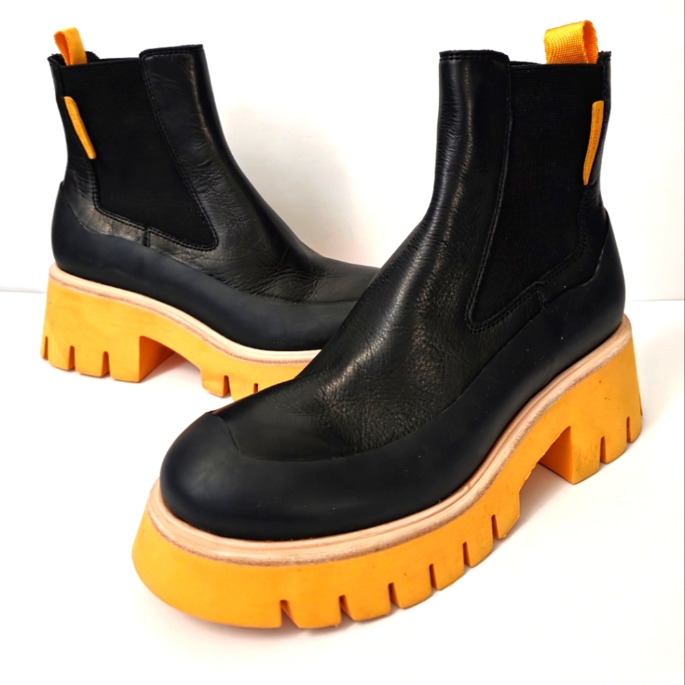 Oncept Indio Boots Black Citrus Orange Free People Leather Size 7